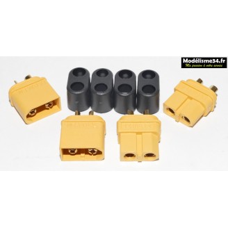 Prises XT60 avec protections des câbles ( 2 paires )  : m1094