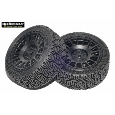 Jantes et pneus 1/10 usage mixte noires : m3103