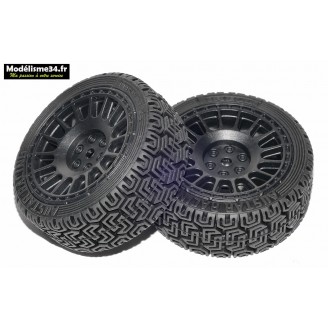 Jantes et pneus 1/10 usage mixte noires : m3103