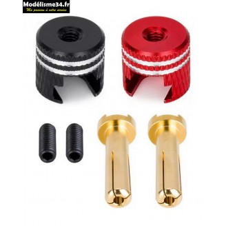Connecteur PK 5mm + Cache alu Rouge/Noir : ZZ3914
