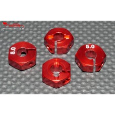 Hexagones 12x5mm alu rouges ( 4 ) : m716
