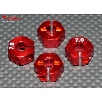 Hexagones 12x7mm alu rouges ( 4 ) : m718