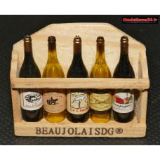 Caisse en bois avec 5 bouteilles de vin : m880