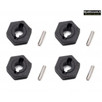 HobbyTech  Hexagone de roues + clavette (x4)  : MID-021