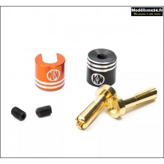Hobbytech - Prise PK 5mm Racing avec bouchon de protection (orange et noir)  - KN-130316