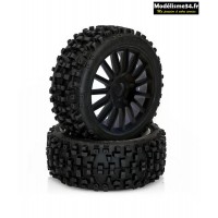 Hobbytech Pneus Maxi cross + Jantes Noires (x2)  - HTR-T458B
