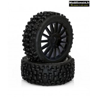 Hobbytech Pneus Maxi cross + Jantes Noires (x2)  - HTR-T458B