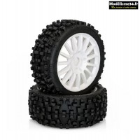 Hobbytech Pneus Maxi cross + Jantes Blanches (x2)  - HTR-T458