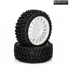 Hobbytech Pneus Maxi cross + Jantes Blanches (x2)  - HTR-T458