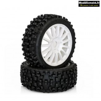 Hobbytech Pneus Maxi cross + Jantes Blanches (x2)  - HTR-T458