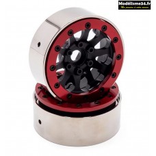 Jante Crawler Noir/Rouge Alu/Métal 1.9 beadlock Performance (x2) - HTR-T602 