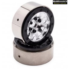 Hobbytech Jante Crawler Argent/Noir Alu/Métal 1.9 beadlock Performance (x2) - HTR-T606