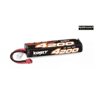 Konect Lipo 4200mah 7.4V 40C 2S1P 31Wh (Round Case Dean) : KN-LP2S4200 