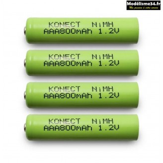 Pack de 4 batteries NiMh AAA 800mAh avec boite de rangement : KN-NI1.2-AAA-800 