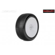 Jetko Pneus Buggy 1/8 STING ULTRA SOFT (2) monté collé jantes blanches : JK1001USGW