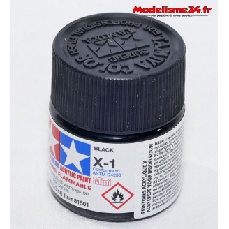 Mini pot de peinture acrylique 10 ml pour maquette T2M - X18 noir