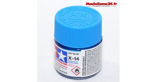 Peinture Acrylique Tamiya X-14 Bleu Ciel Brillant - 10ml - Pour Maquettes Et Modélisme
