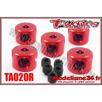 T-Work's Bagues d'arrêt de 2mm rouge (5pcs) - TA020R