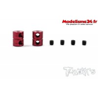 T-Work's Bagues d'arrêt double de 2mm V2 rouge (2) - TA108R