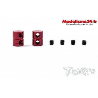 T-Work's Bagues d'arrêt double de 2mm V2 rouge (2) - TA108R
