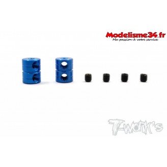 T-Work's Bagues d'arrêt double de 2mm V2 bleues (2) - TA108B