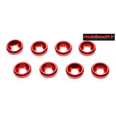Rondelles cuvettes alu 3mm rouges ( 8 ) : m1592