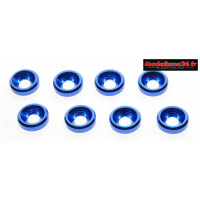 Rondelles cuvettes alu 3mm bleues ( 8 ) : m1593