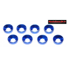 Rondelles cuvettes alu 4mm bleues ( 8 ) : m1595