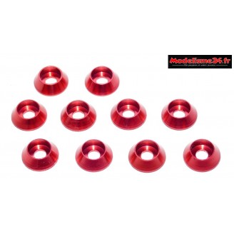 Rondelles cuvettes hautes rouges pour vis M3 TC ( 10 ) : m1597
